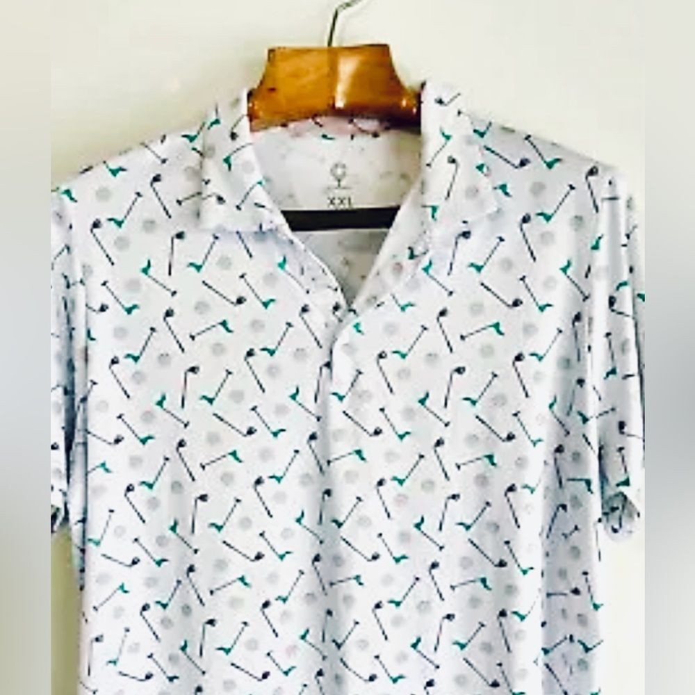 Caddy Cart Golf Polo Shirt Mens 2XL  Novelty Print Performance XXL